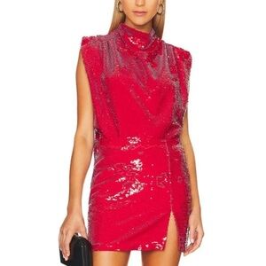Amanda Uprichard Red Sequin Top